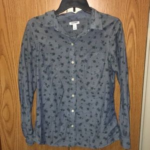 NWOT Old Navy Floral Denim Button Down